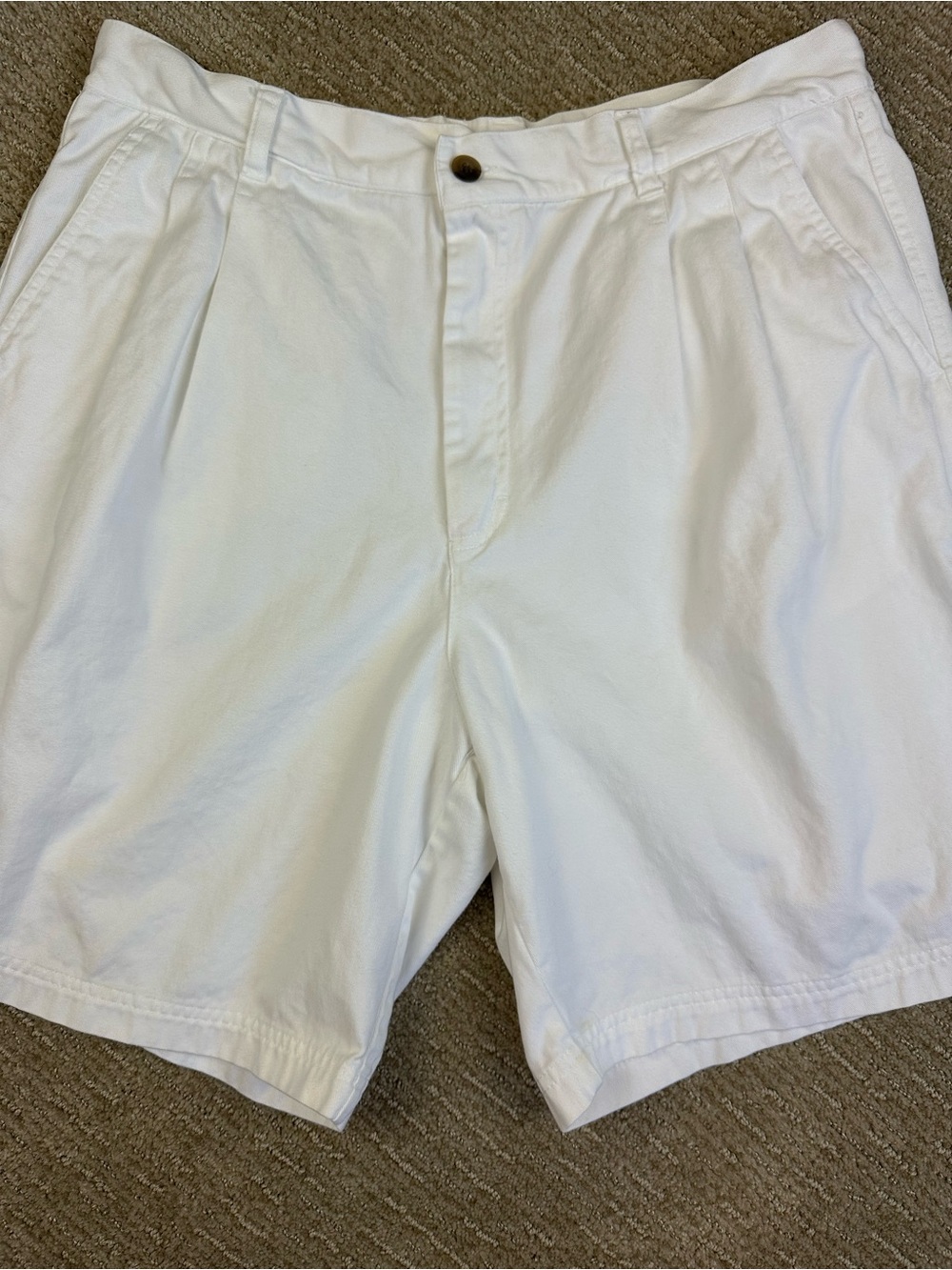 Vintage Fisherman White Pleated 100%Cotton Shorts Old Money Coastal Preppy 90’s